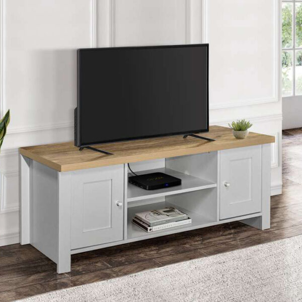 Cullercoats Large TV Unit | Grey & Oak