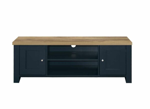 Cullercoats Large TV Unit | Navy Blue & Oak