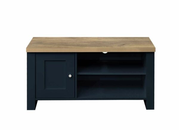 Cullercoats Small TV Unit | Navy Blue & Oak
