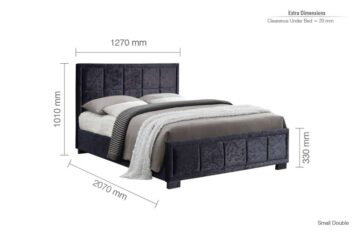 Lenzie Black Crushed Velvet 3′ Small Double Bed