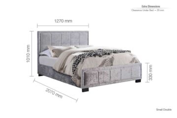 Lenzie Crushed Velvet Grey 4′ Small Double Bed