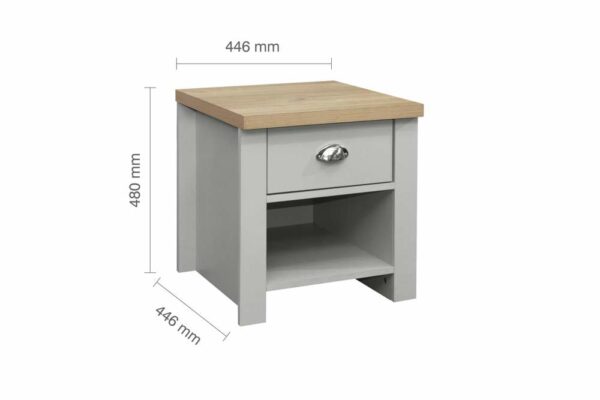 Cullercoats 1 Drawer Lamp Table | Bedside Table | Grey & Oak