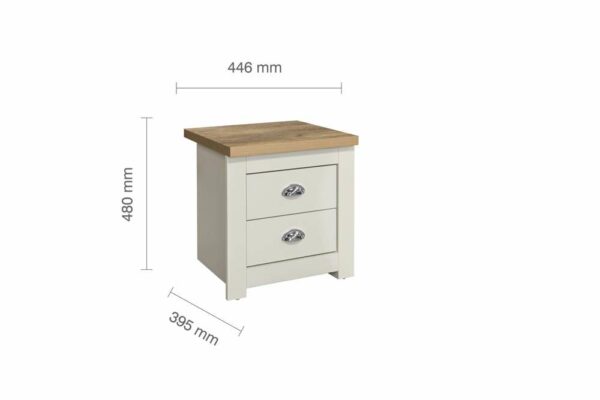 Cullercoats 2 Drawer Bedside | Cream & Oak