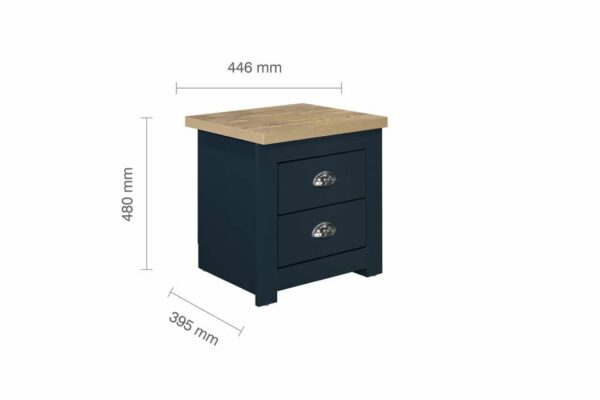 Cullercoats 2 Drawer Bedside | Navy Blue & Oak