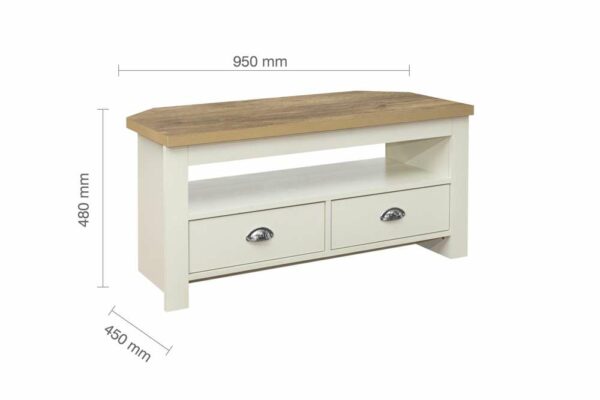 Cullercoats Corner TV Unit | Cream & Oak