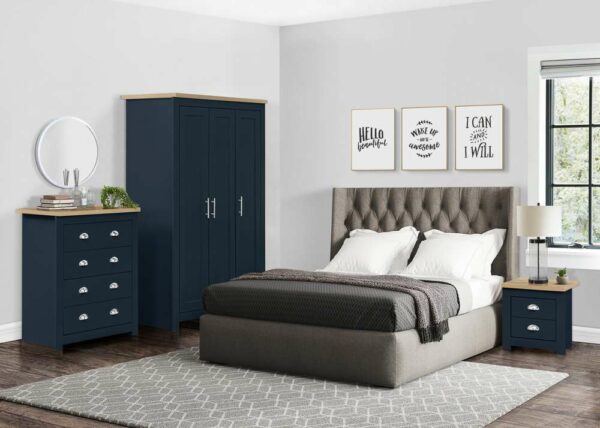 Cullercoats 2 Drawer Bedside | Navy Blue & Oak
