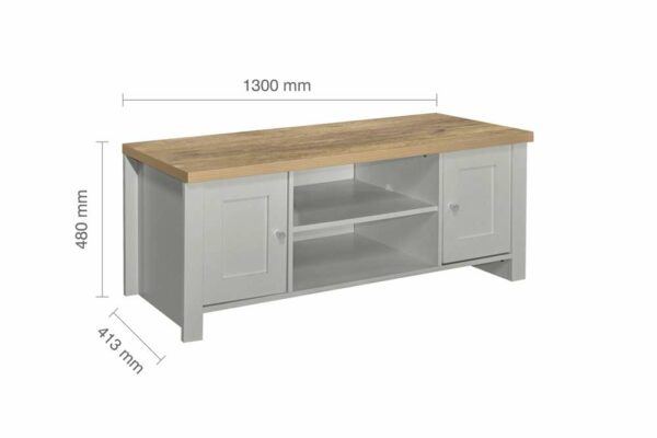 Cullercoats Large TV Unit | Grey & Oak