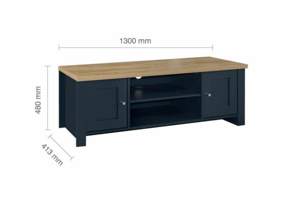 Cullercoats Large TV Unit | Navy Blue & Oak