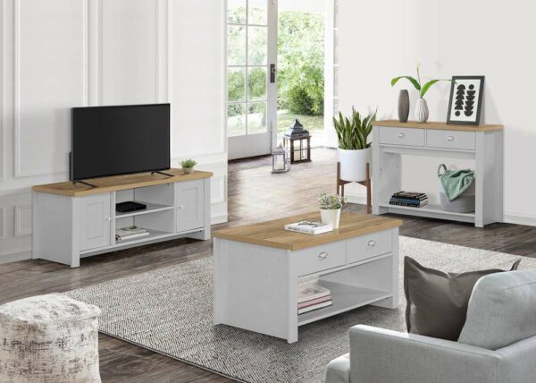 Cullercoats Large TV Unit | Grey & Oak
