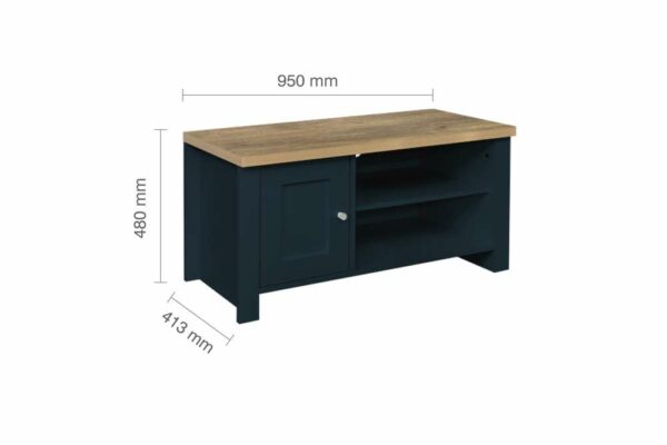 Cullercoats Small TV Unit | Navy Blue & Oak