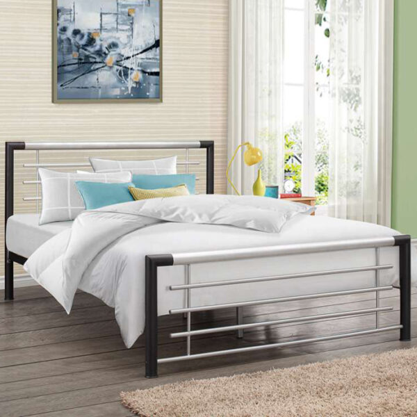 Lerwick Small Double Bed | Silver & Black