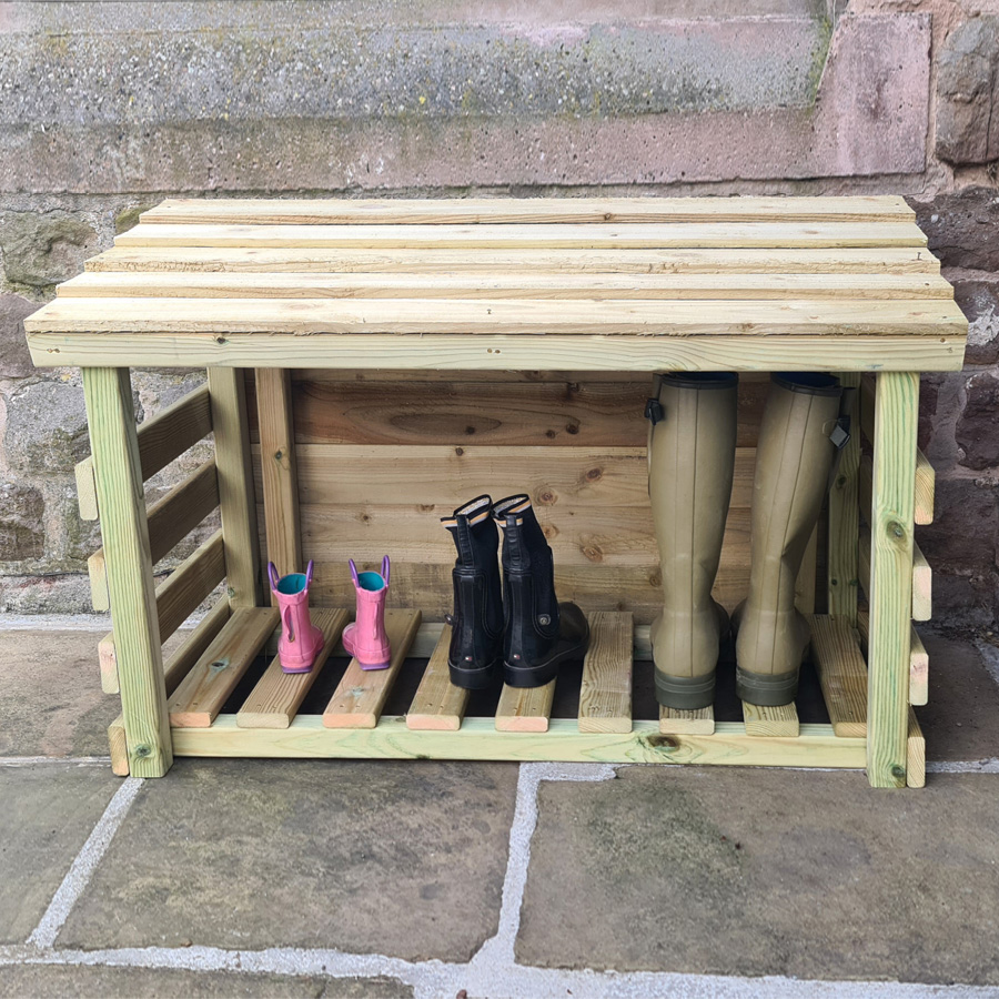 Wooden Outdoor Shoe/log Storage Welly Boot Shoe and Log Shelter Shed 