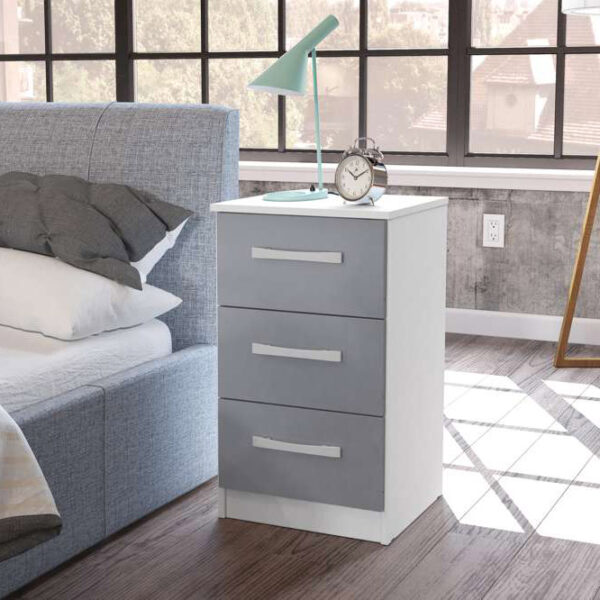Bali 3 Drawer Bedside | White & Grey | Clearance
