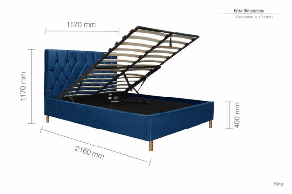 Paisley King Ottoman Bed | Blue