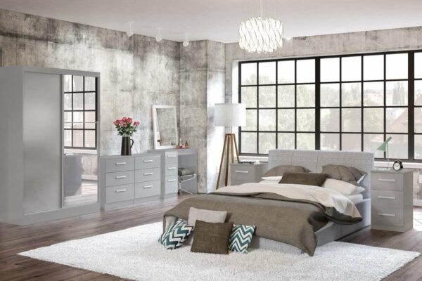 Bali 4 Door 2 Drawer Wardrobe With Mirror | Grey