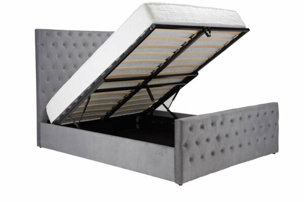 Peebles Double Ottoman Bed | Grey