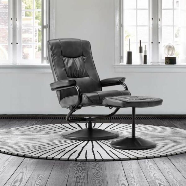 Drayton Swivel Chair & Footstool | Black