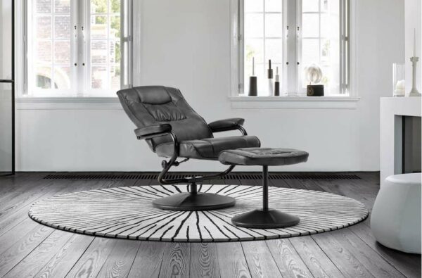 Drayton Swivel Chair & Footstool | Black