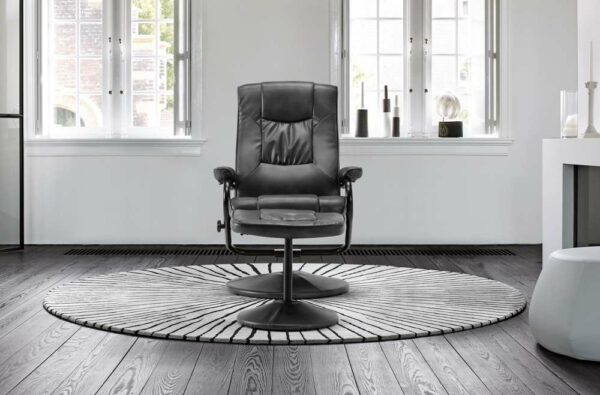 Drayton Swivel Chair & Footstool | Black