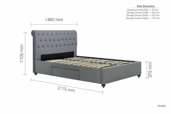 Westhil Double Bed | Grey