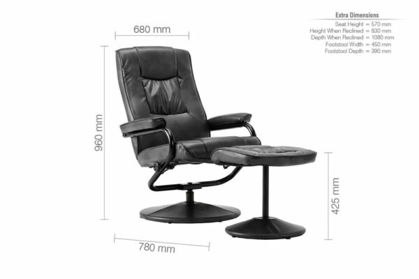 Drayton Swivel Chair & Footstool | Black