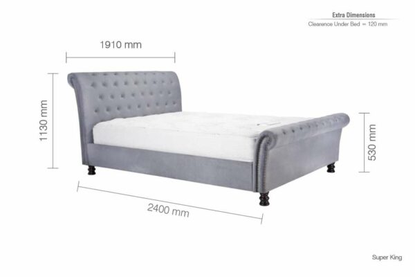 Connah Super King Bed | Grey