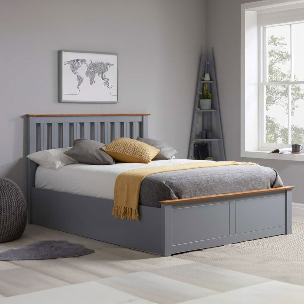Denbeigh Small Double Ottoman Bed Stone Grey