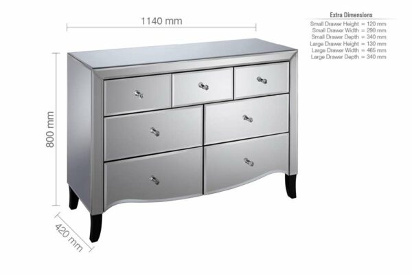 Silver Inza 3 Over 4 Chest | Mirrored