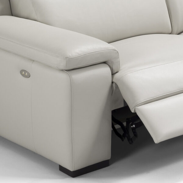 Ancona Italian Leather Armchair With Electric Recliner | Light Grey