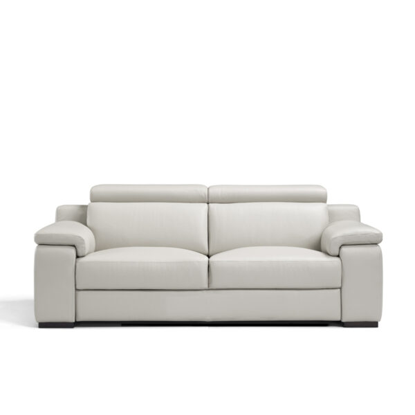Ancona Italian Leather 2 Seat Sofa | Light Grey