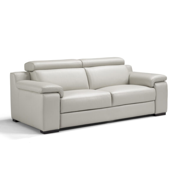 Ancona Italian Leather 2 Seat Sofa | Light Grey