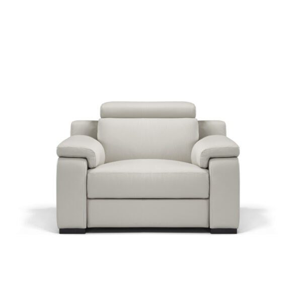 Ancona Italian Leather Armchair With Electric Recliner | Light Grey