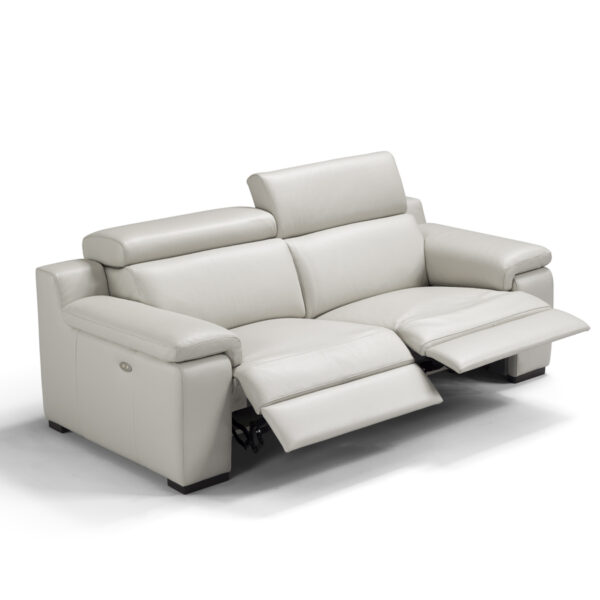 Ancona Italian Leather 2 Seat Sofa With 2 Electric Recliners | Light Grey