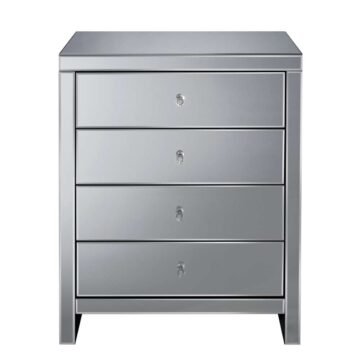 Silver Maysky 4 Drawer Chest | Mirrored