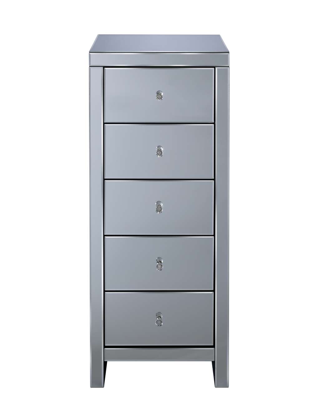 Silver Maysky 5 Drawer Narrow Chest | Mirrored