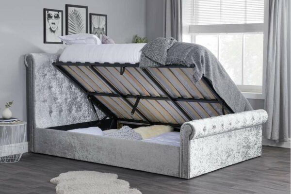 Crewe Double Ottoman Bed | Grey