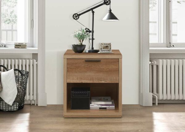 Crosby 1 Drawer Bedside | Rustic Oak