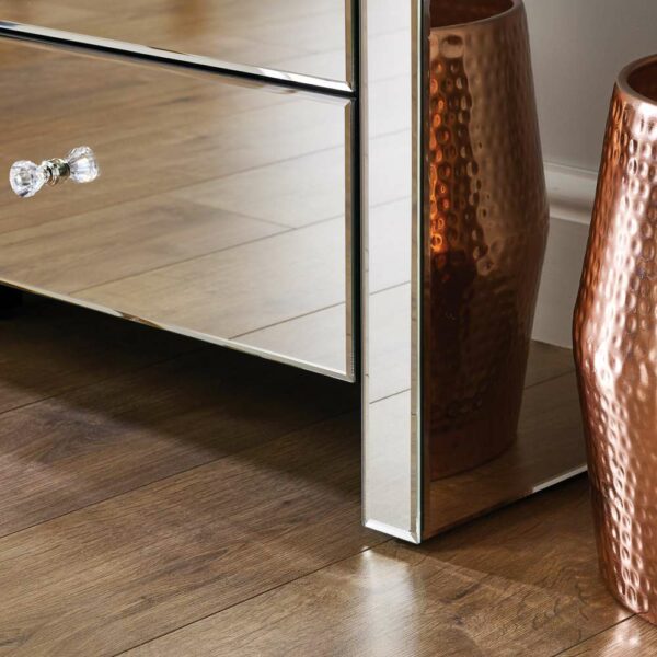 Silver Maysky 3 Drawer Bedside | Mirrored