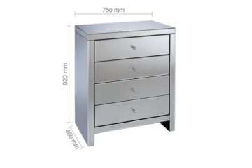 Silver Maysky 4 Drawer Chest | Mirrored