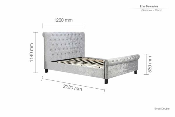 Crewe Small Double Bed | Grey