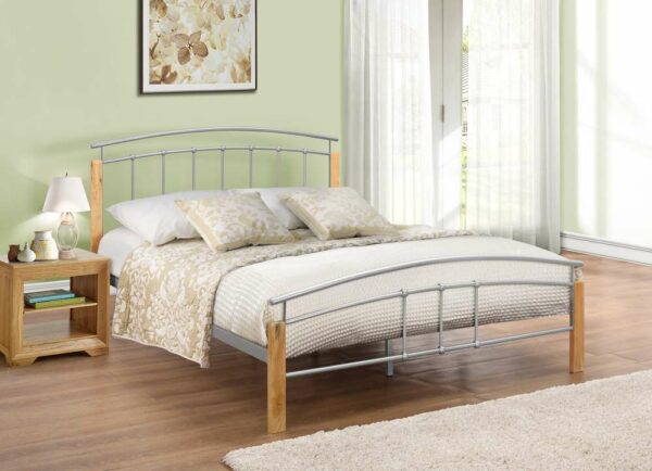 Enfield King Bed | Beech & Silver