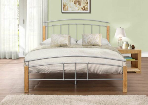 Enfield King Bed | Beech & Silver