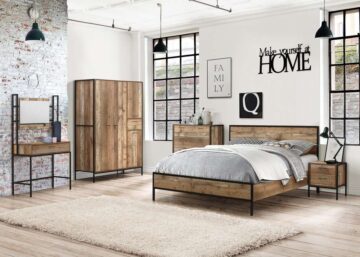 Zeya 4’6 Double Bed | Rustic Finish