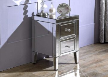 Silver Rugeley 2 Drawer Bedside | Mirrored