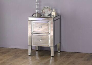 Silver Rugeley 2 Drawer Bedside | Mirrored