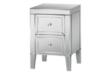 Silver Rugeley 2 Drawer Bedside | Mirrored