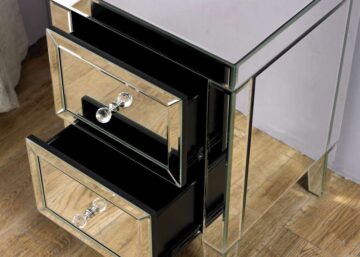 Silver Rugeley 2 Drawer Bedside | Mirrored