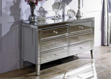 Silver Rugeley 6 Drawer Chest | Mirrored