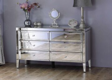 Silver Rugeley 6 Drawer Chest | Mirrored