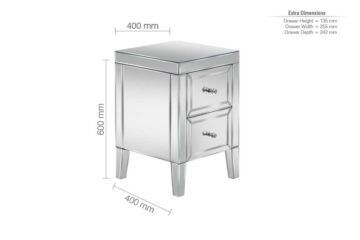 Silver Rugeley 2 Drawer Bedside | Mirrored